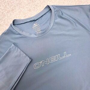 ONeill Mens Large Long Sleeve Rash Guard 50+ Sun Protection Blue Slim Fit Shirt